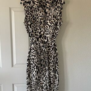 Calvin Klein Black and White Cowl Neck Sheath Dress